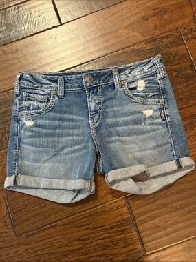 Silver Jeans Sam Light Blue Rolled-Cuff Denim Shorts